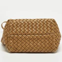 Pre Owned Bottega Veneta Cabat Mini Camel Intrecciato Leather Tote