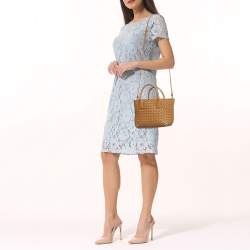 Pre Owned Bottega Veneta Cabat Mini Camel Intrecciato Leather Tote