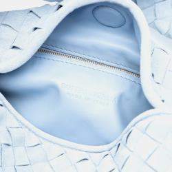 مملوكة مسبقًا Bottega Veneta Blue Small Suede Intrecciato Hop Hobo