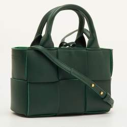 مملوكة مسبقًا Bottega Veneta Candy Arco Mini Dark Green Leather Tote
