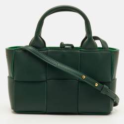 مملوكة مسبقًا Bottega Veneta Candy Arco Mini Dark Green Leather Tote