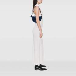 مملوكة مسبقًا Bottega Veneta Blue Mini Leather and Denim Intrecciato Sunrise Hobo