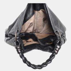 مملوكة مسبقًا Bottega Veneta Black Leather Intrecciato Fortune Cookie Bag