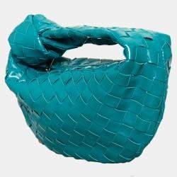 مملوكة مسبقًا Bottega Veneta Mini Jodie Blue Patent Leather Bag