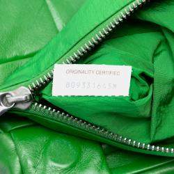 Pre Owned Bottega Veneta Green Stretch Paper Calfskin Intrecciato Cassette Crossbody
