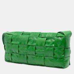 Pre Owned Bottega Veneta Green Stretch Paper Calfskin Intrecciato Cassette Crossbody