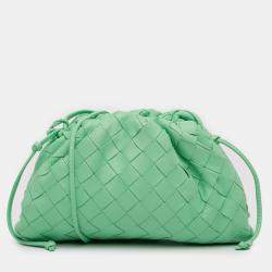 Pre Owned Bottega Veneta Green Nappa Intrecciato The Mini Pouch Crossbody