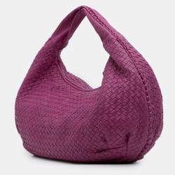 Pre Owned Bottega Veneta Purple Medium Nappa Intrecciato Belly Hobo
