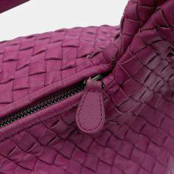 Pre Owned Bottega Veneta Purple Medium Nappa Intrecciato Belly Hobo