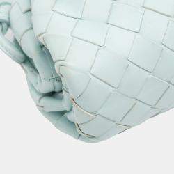 Pre Owned Bottega Veneta Blue Nappa Intrecciato The Mini Pouch Crossbody
