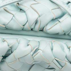 Pre Owned Bottega Veneta Blue Nappa Intrecciato The Mini Pouch Crossbody