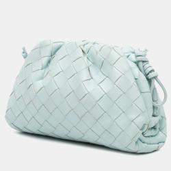 Pre Owned Bottega Veneta Blue Nappa Intrecciato The Mini Pouch Crossbody