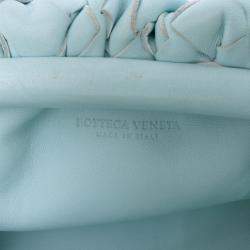 Pre Owned Bottega Veneta Blue Nappa Intrecciato The Mini Pouch Crossbody