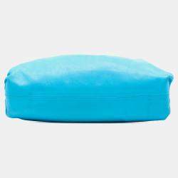 Pre Owned Bottega Veneta Blue Lambskin The Pouch