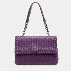 مملوكة مسبقًا Bottega Veneta Purple Small Nappa Intrecciato Olimpia Shoulder Bag