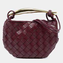 مملوكة مسبقًا Bottega Veneta Bordeaux Baby Lambskin Intrecciato Sardine Satchel
