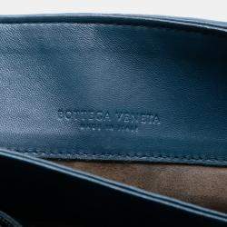 Pre Owned Bottega Veneta Blue Small Nappa Intrecciato Olimpia Shoulder Bag