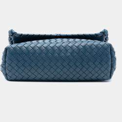 Pre Owned Bottega Veneta Blue Small Nappa Intrecciato Olimpia Shoulder Bag