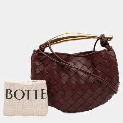 Pre Owned حقيبة ساتشل بوتيغا فينيتا سردين منسوج جلد حمل صغير أحمر