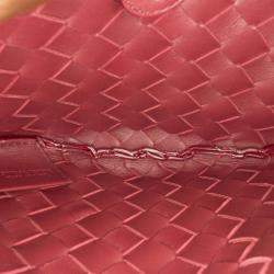 Pre Owned حقيبة ساتشل بوتيغا فينيتا سردين منسوج جلد حمل صغير أحمر