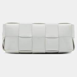 Pre Owned حقيبة بوتيغا فينيتا كاسيت قرميدية بيضاء صغيرة جلدية أنترشياتو