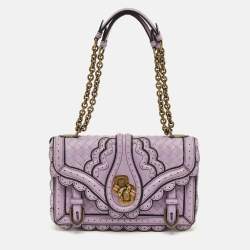 Pre Owned Bottega Veneta City Knot Lilac/Black Intrecciato Leather Shoulder Bag