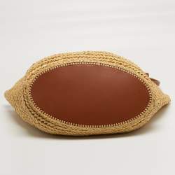 مملوكة مسبقًا Bottega Veneta Acro Cream/Brown Leather and Raffia Tote