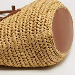 مملوكة مسبقًا Bottega Veneta Acro Cream/Brown Leather and Raffia Tote