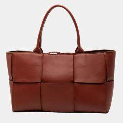 Pre Owned Bottega Veneta Brown Medium Nappa Maxi Intrecciato Arco Tote