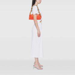 مملوكة مسبقًا حقيبة سلسلة بوتيغا فينيتا برتقالية جلد الحمل