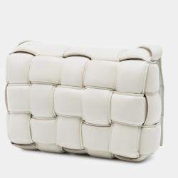 Pre Owned Bottega Veneta White Nappa Intrecciato Padded Cassette Crossbody