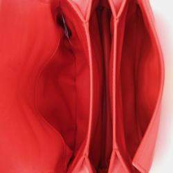 Pre Owned Bottega Veneta Red Intrecciato Leather Piazza Top Handle Bag with Strap