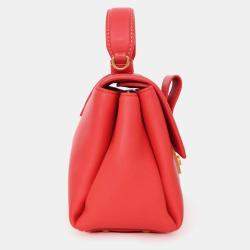 Pre Owned Bottega Veneta Red Intrecciato Leather Piazza Top Handle Bag with Strap