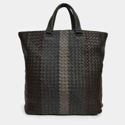 Pre Owned Bottega Veneta Black Intrecciato Leather Top Handle Tote Bag with Strap