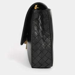 Pre Owned محفظة بوتيغا فينيتا جلد أنترشياتو أسود بسلسلة