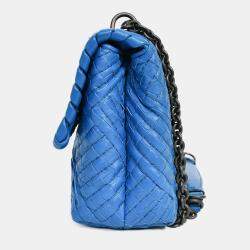 مملوكة مسبقًا حقيبة كتف بوتيغا فينيتا أوليمبيا جلد إنتريتشاتو أزرق