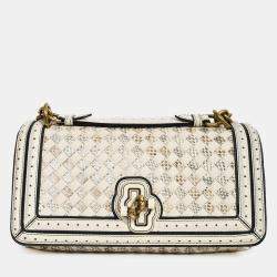 مملوكة مسبقًا Bottega Veneta 2018 Grey Leather 'Ayers Intrecciato Checker Olimpia Knot' Shoulder Bag