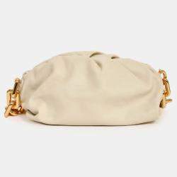 Pre Owned Bottega Veneta Beige Chain Pouch Bag