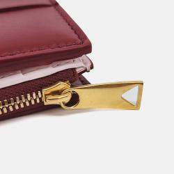 مملوكة مسبقًا Bottega Veneta Red Leather Mesh Bi-Fold Wallet