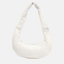 مملوكة مسبقًا Bottega Veneta White Leather Mesh Crossbody Bag