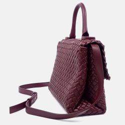 مملوكة مسبقًا Bottega Veneta Burgundy Leather Patti Top Handle Bag