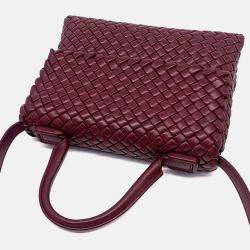 مملوكة مسبقًا Bottega Veneta Burgundy Leather Patti Top Handle Bag