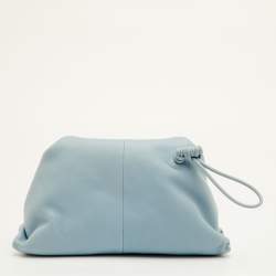 مملوكة مسبقًا Bottega Veneta BV Trine Angular Light Blue Leather Clutch