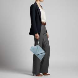 مملوكة مسبقًا Bottega Veneta BV Trine Angular Light Blue Leather Clutch