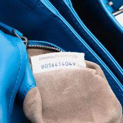 Pre Owned Bottega Veneta Blue Small Nappa Intrecciato Roma Satchel