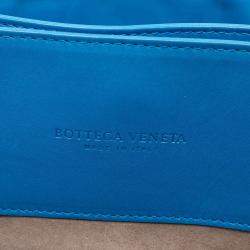 Pre Owned Bottega Veneta Blue Small Nappa Intrecciato Roma Satchel