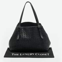 Pre Owned حقيبة يد بوتيغا فينيتا سيستا جلد انتريشياتو سوداء