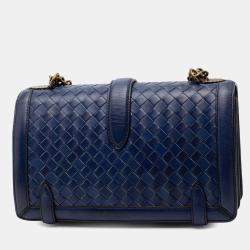 مملوكة مسبقًا Bottega Veneta Blue Nappa Intrecciato City Knot Shoulder Bag
