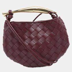 Pre Owned Bottega Veneta Red Baby Lambskin Intrecciato Sardine Satchel
