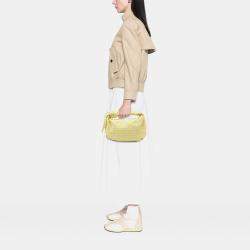 مملوكة مسبقًا Bottega Veneta Yellow Teen Bicolor Nappa Intrecciato Dragon Jodie